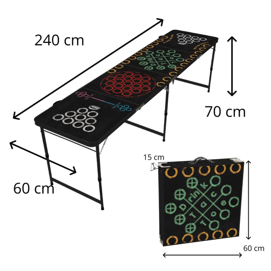 Beerpong-Tisch Multigame Set (Rage Cage, BeerPong, Shot Pong, Drink Tac Toe, Flip Cup)
