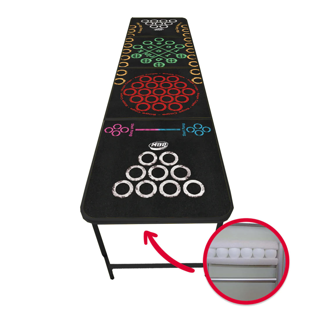 Beerpong-Tisch Multigame Set (Rage Cage, BeerPong, Shot Pong, Drink Tac Toe, Flip Cup)