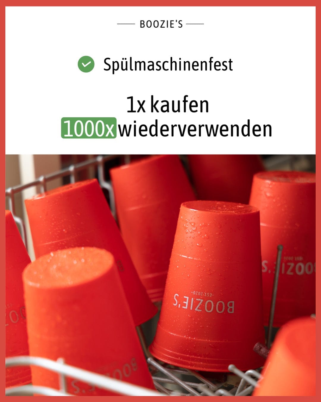 22er Set BeerPong Becher inkl. 3 BeerPong Bälle - Classic Red BOOZIE'S Ball- & Becherspiele