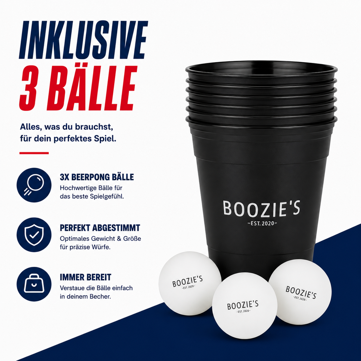 Beer Pong Mehrwegbecher Set (22x inkl. 3 Bällen)