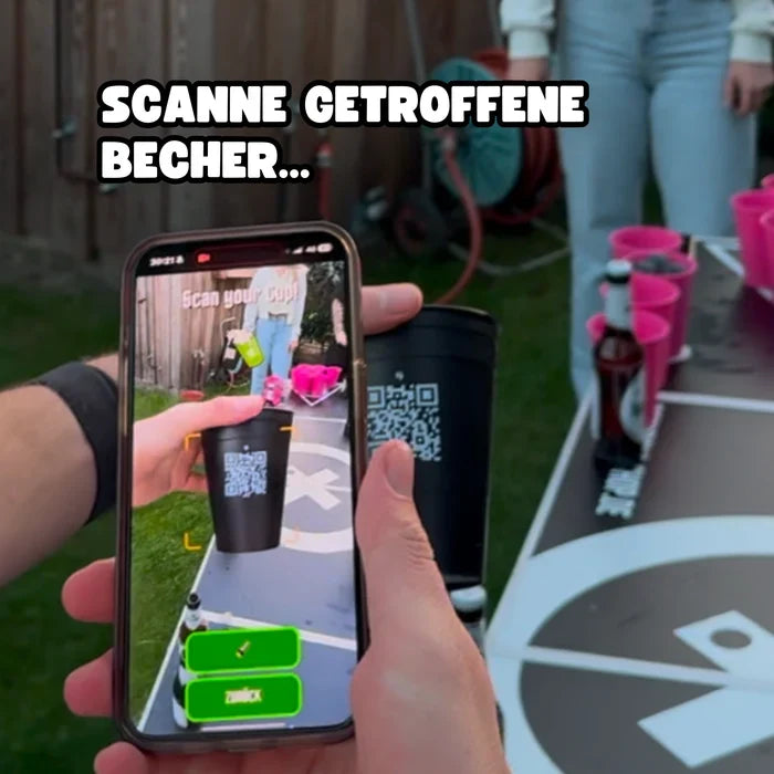 QR-Pong Mehrwegbecher Set (Grün/Schwarz)
