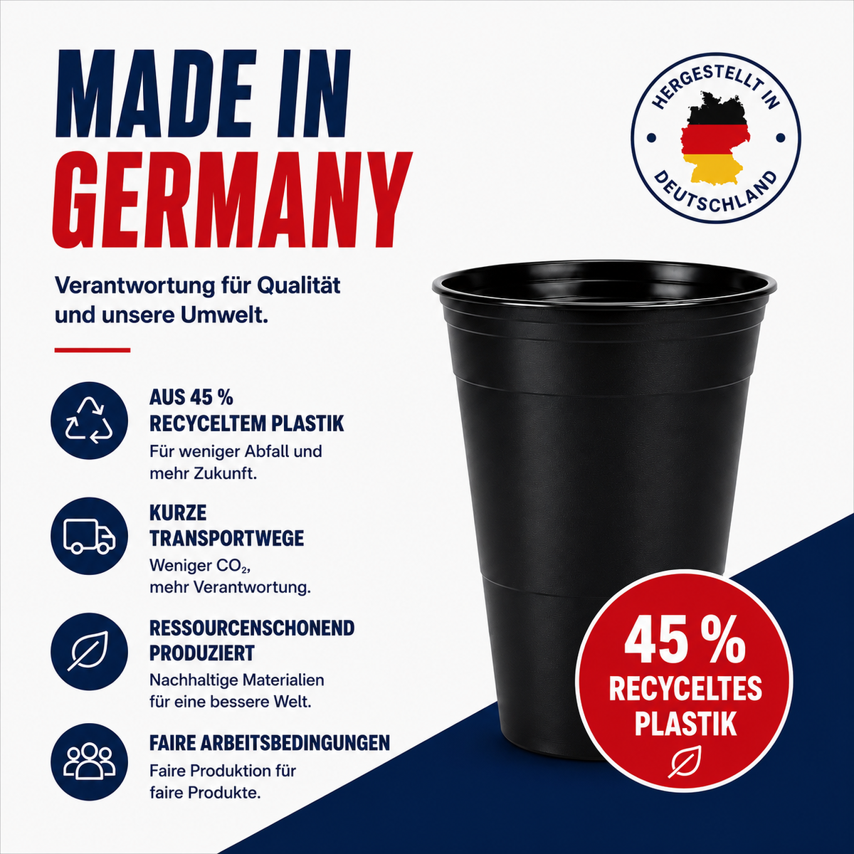 Beer Pong Mehrwegbecher Set (22x inkl. 3 Bällen)