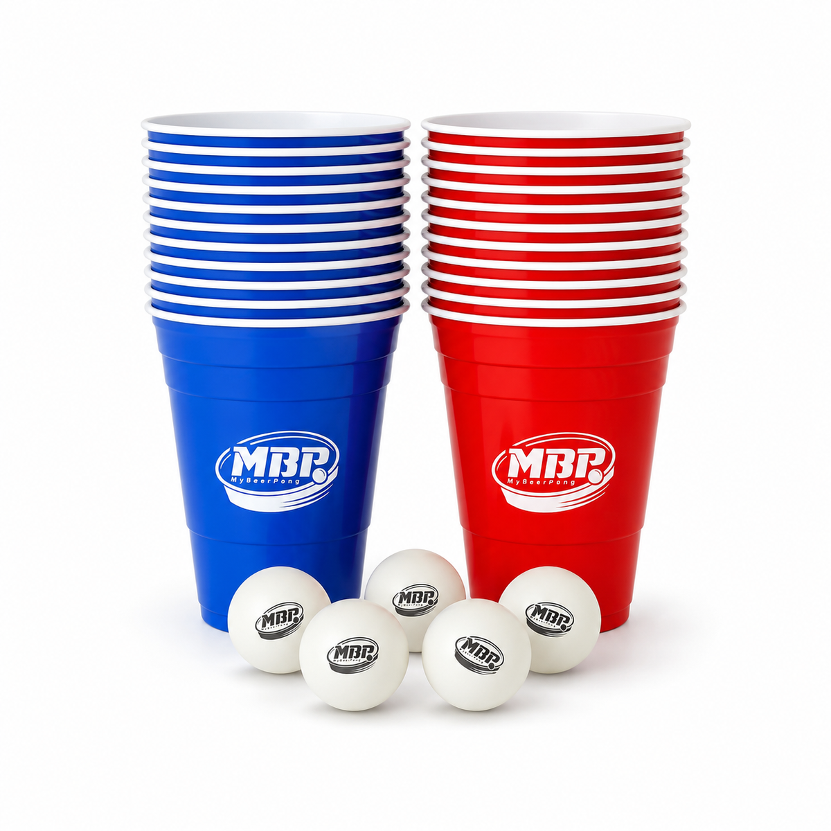Beer Pong Mehrwegbecher Set (11x Rot/11x Blau & 6 Bällen)