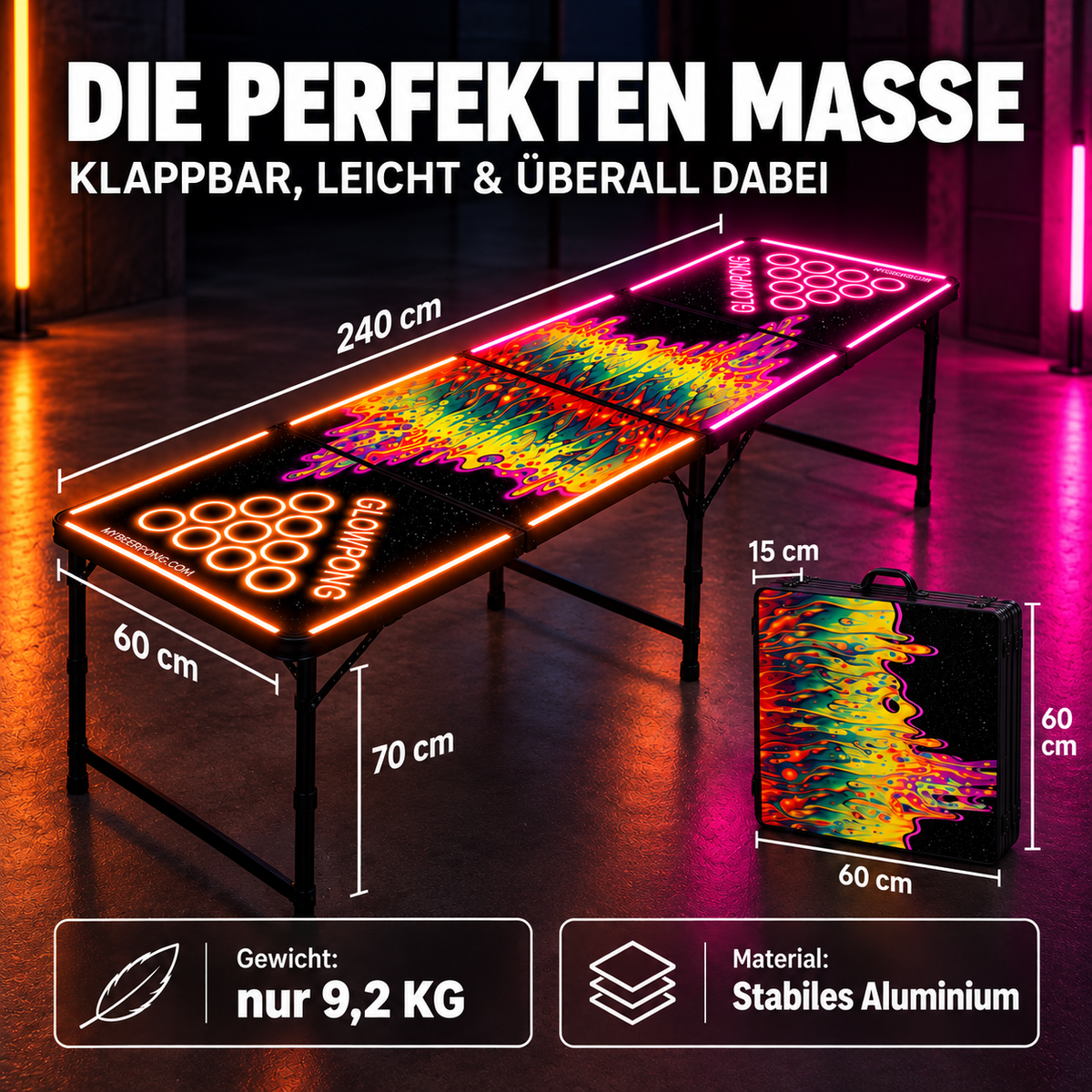Beer Pong Tisch 'Space Lava' mit LED